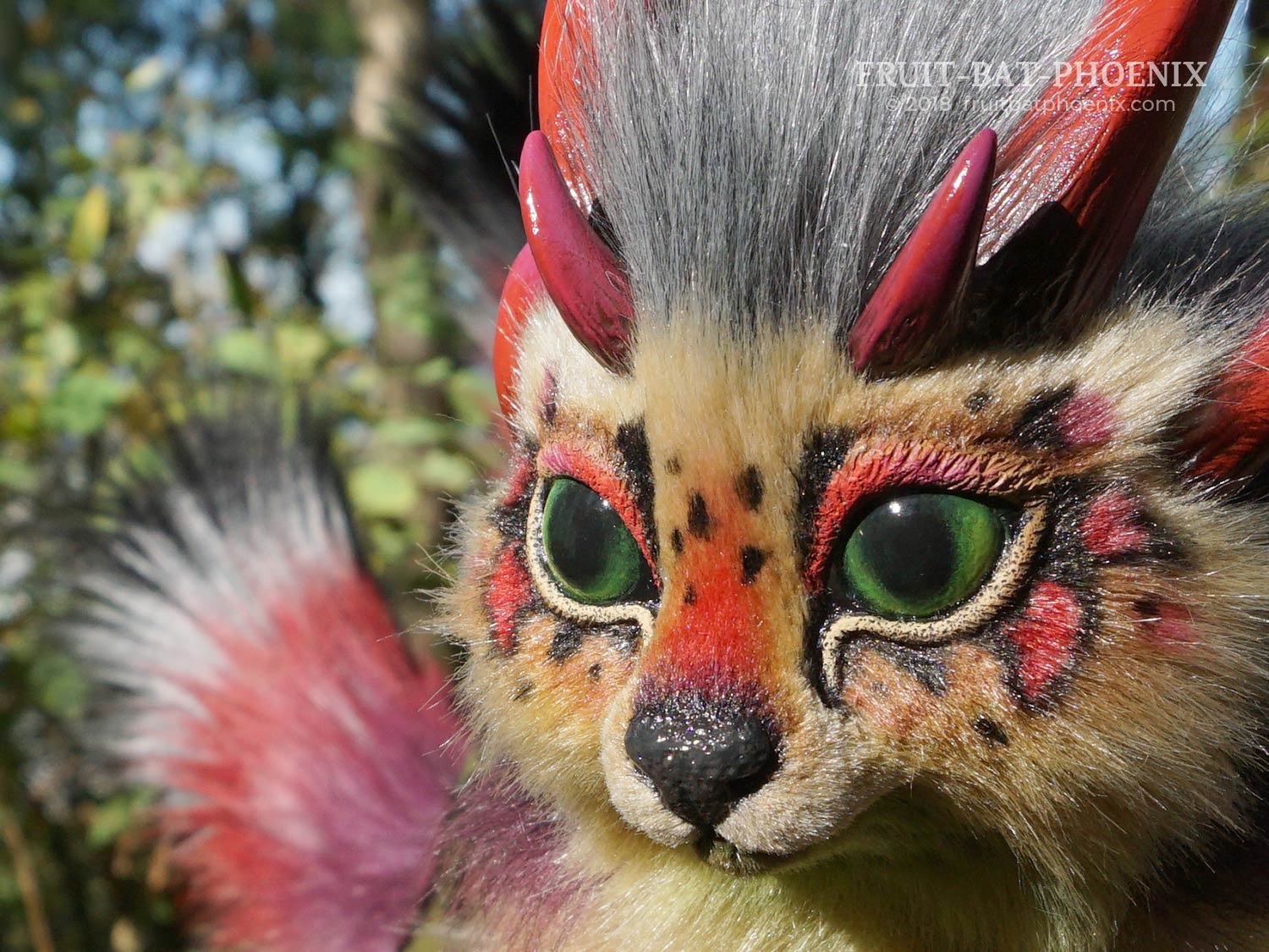 chromatic dragon-cat closeup headshot