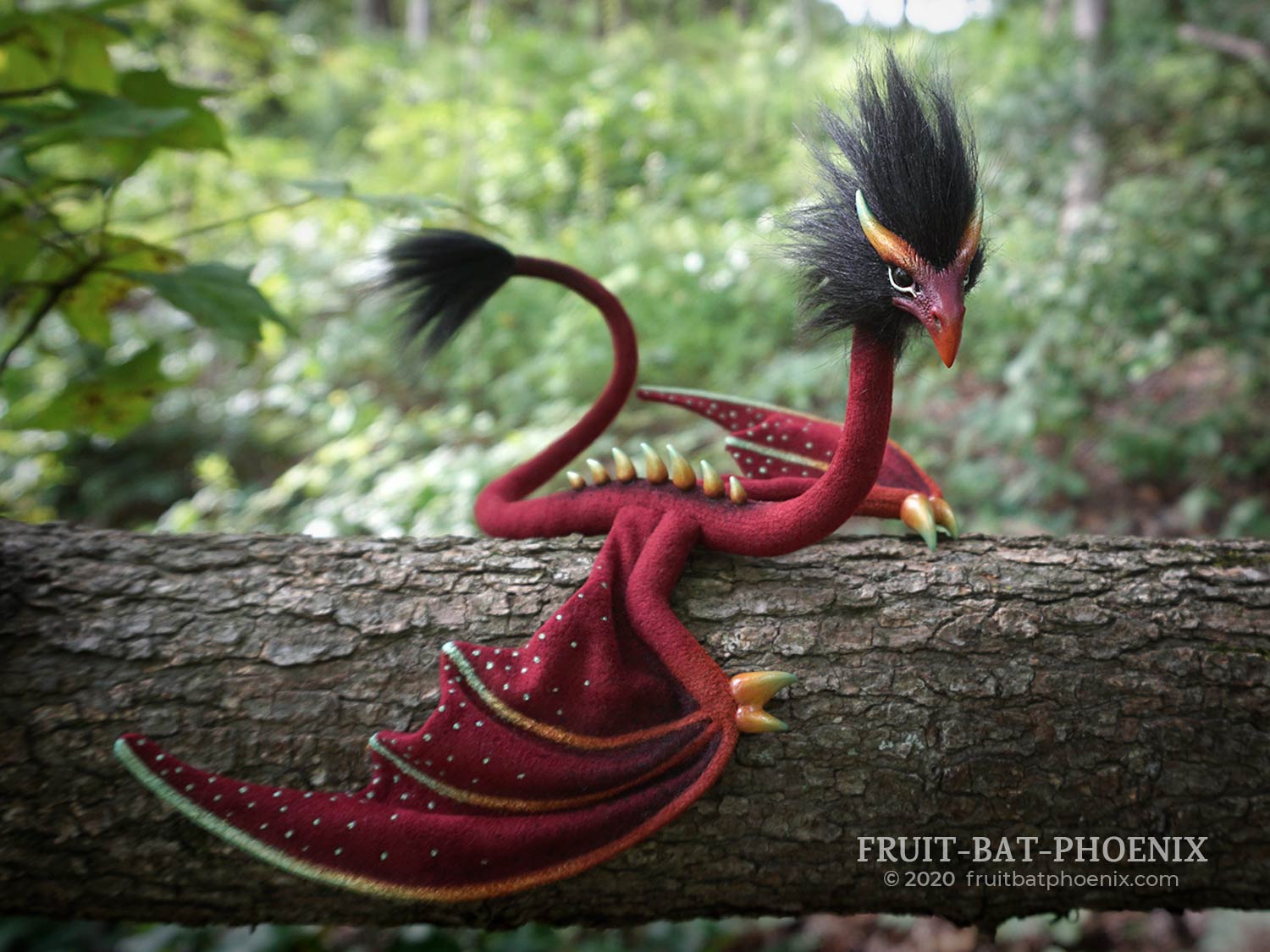 Red Seafoam Eagle Wyrm posable dragon art doll