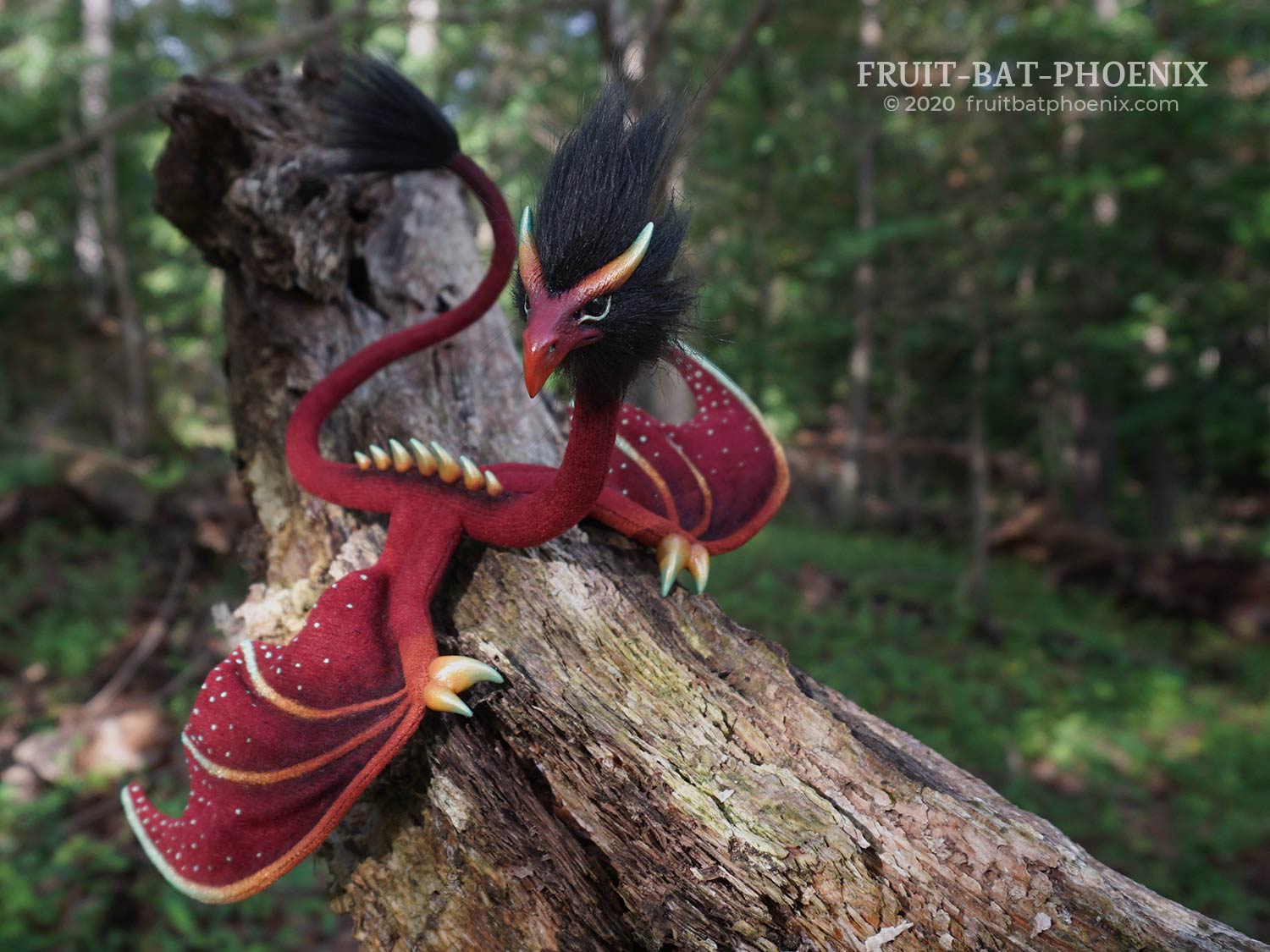 Red Seafoam Eagle Wyrm posable dragon art doll