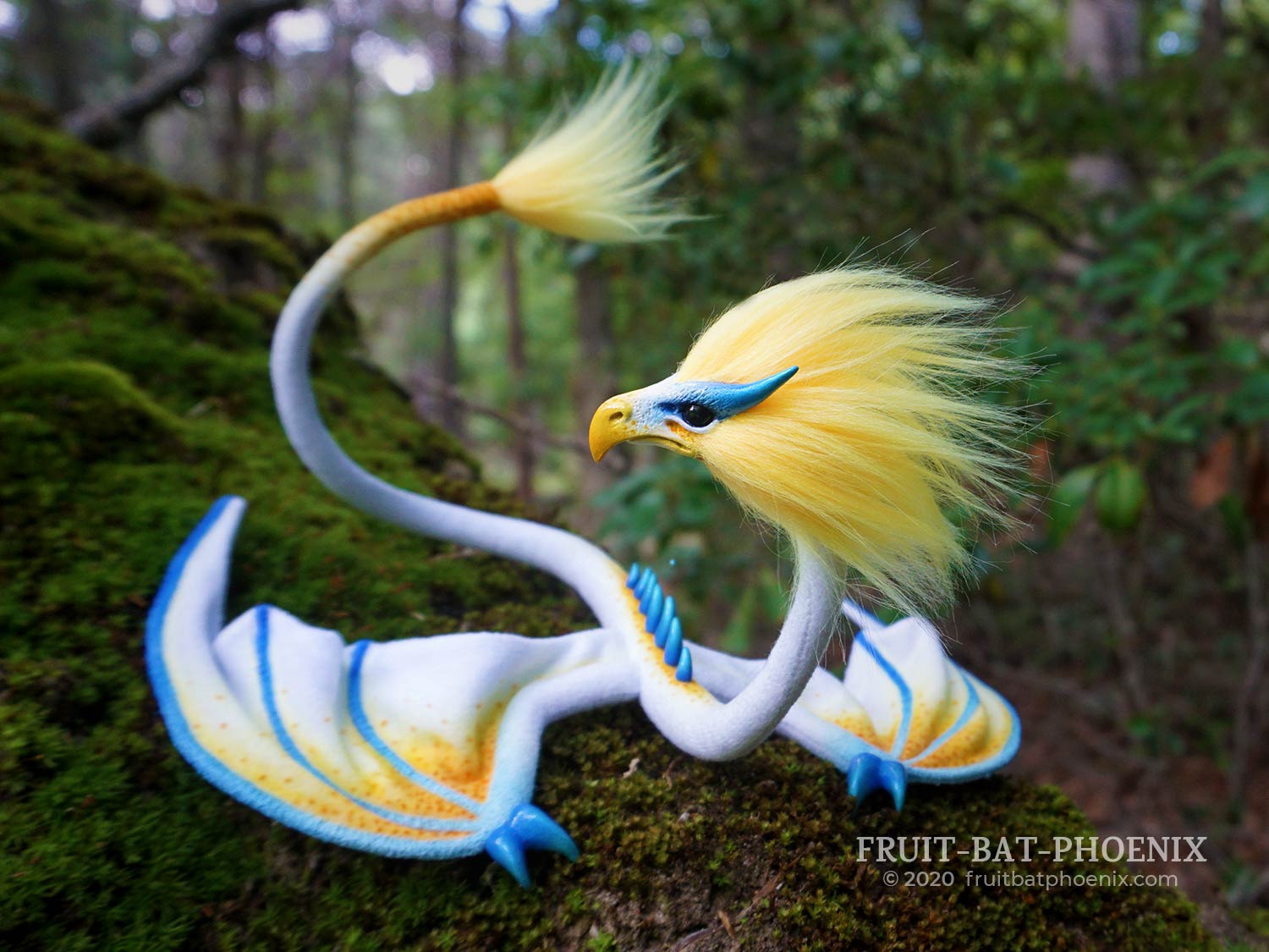 Spark Eagle Wyrm, a posable dragon art doll