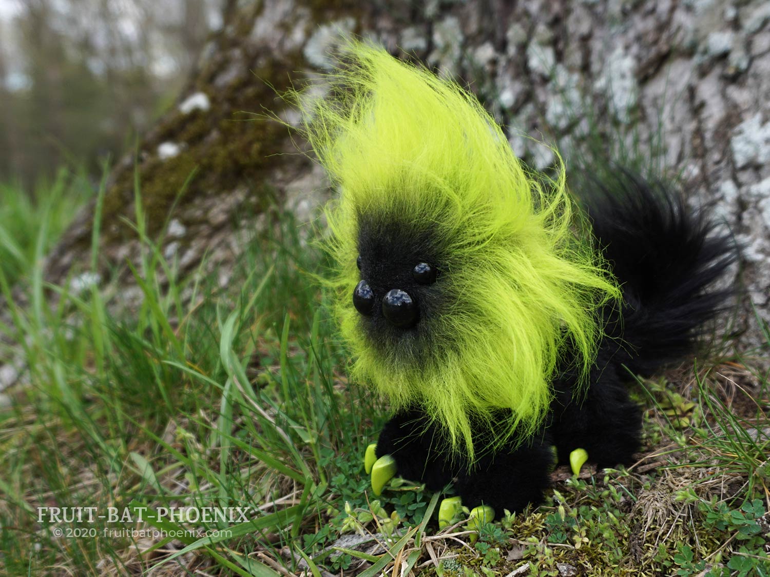 a yellow-green mmpoff posable fantasy creature